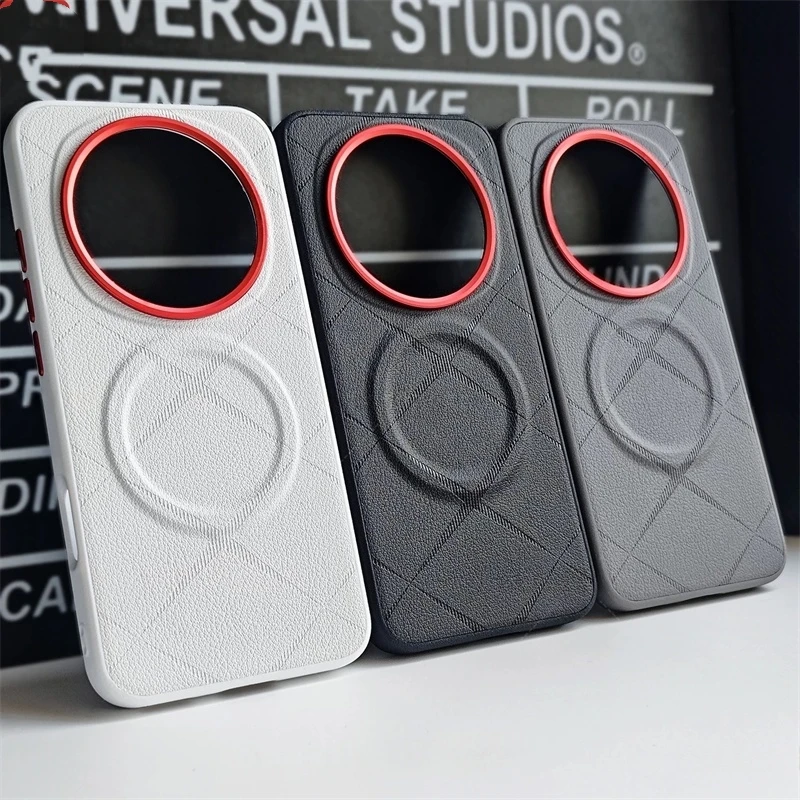 

For Honor Magic 8 Pro Case Magnetic MagSafe Luxury Stripe Silicone Leather Back Cover For Magic8 8Pro 5G Shockproof Bumper