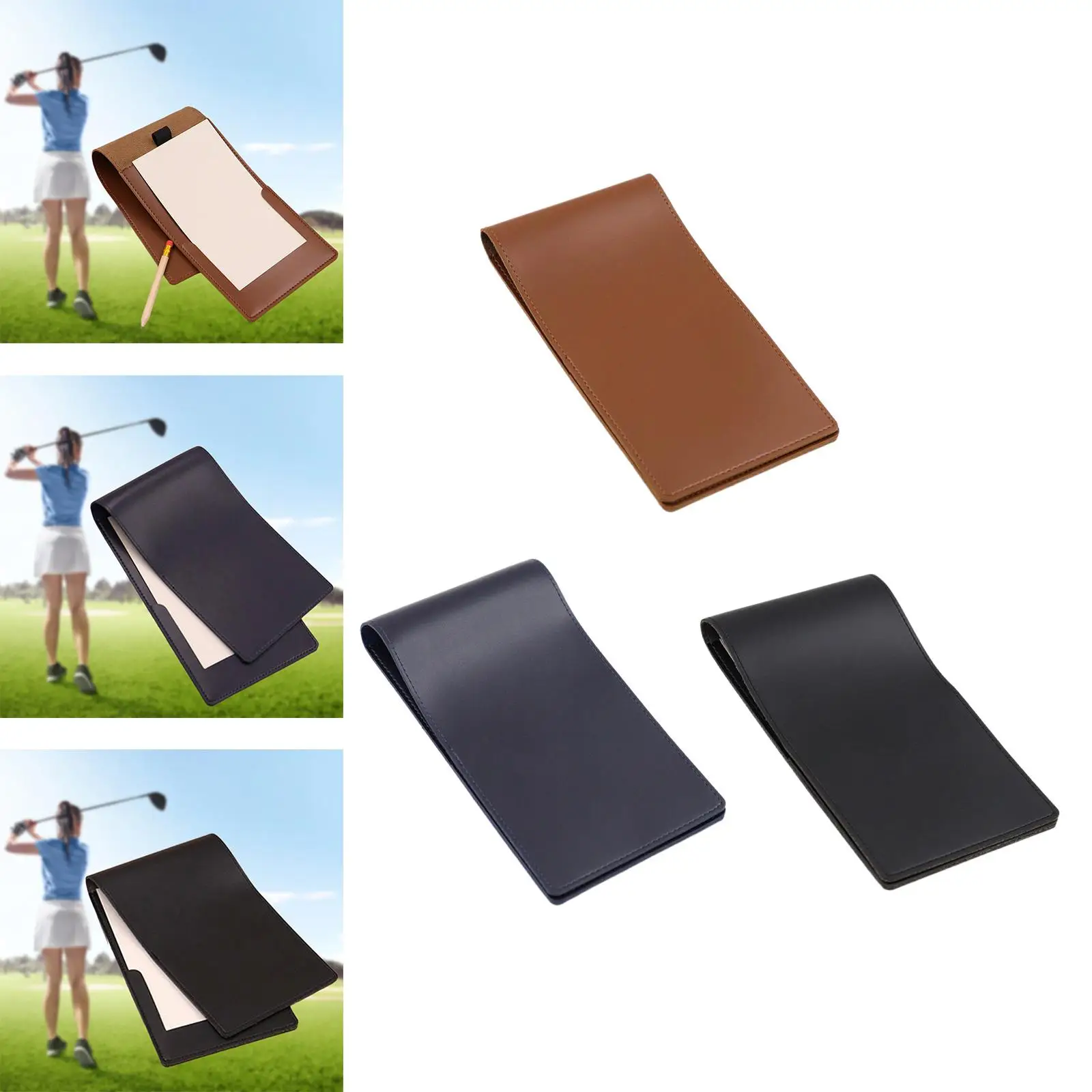 Golf Scorecard Holder Compact Lightweight PU Leather Yardage Book Cover