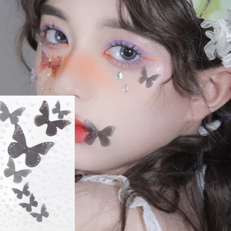 Face Makeup Decoration Butterfly Rhinestone Pearl Stickers Eye Diamond DIY Body Crystal Tattoo Nail Decorations Festival Sticker