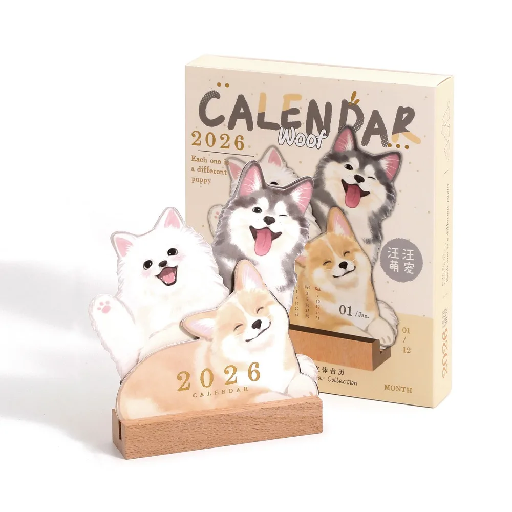 

New Cute 3D Desk Calendar DIY Cat Dog Series Agenda Organizer Cartoon with Base Schedule Planner Home Office Desk