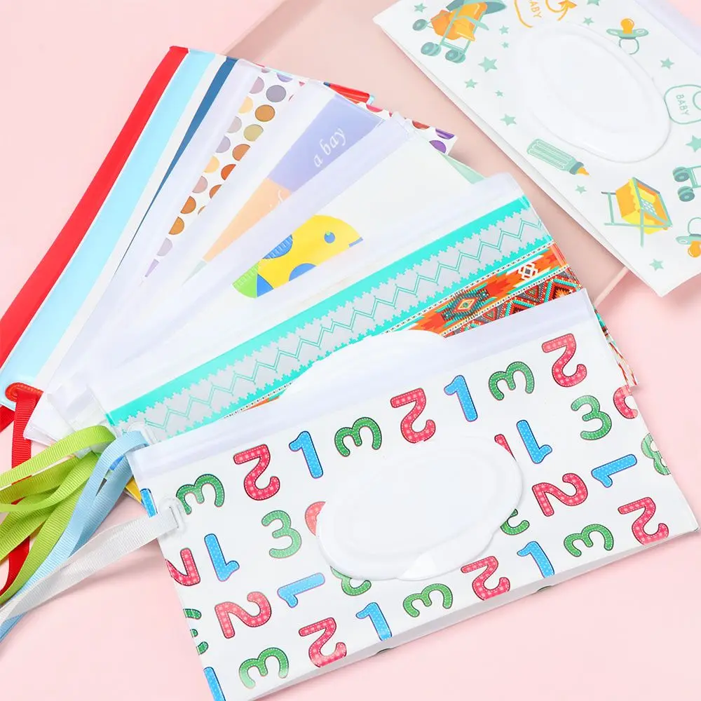 Custodia per il trasporto del prodotto con cinturino a scatto carino alla moda Accessori per passeggino Borsa per salviette umidificate Scatola per fazzoletti Custodia per cosmetici