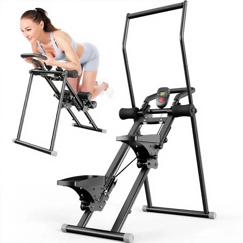 2-in-1 Stair Stepper & Ab Machine Cardio Workout Equipment with Adjustable Handlebar & Large Pedals