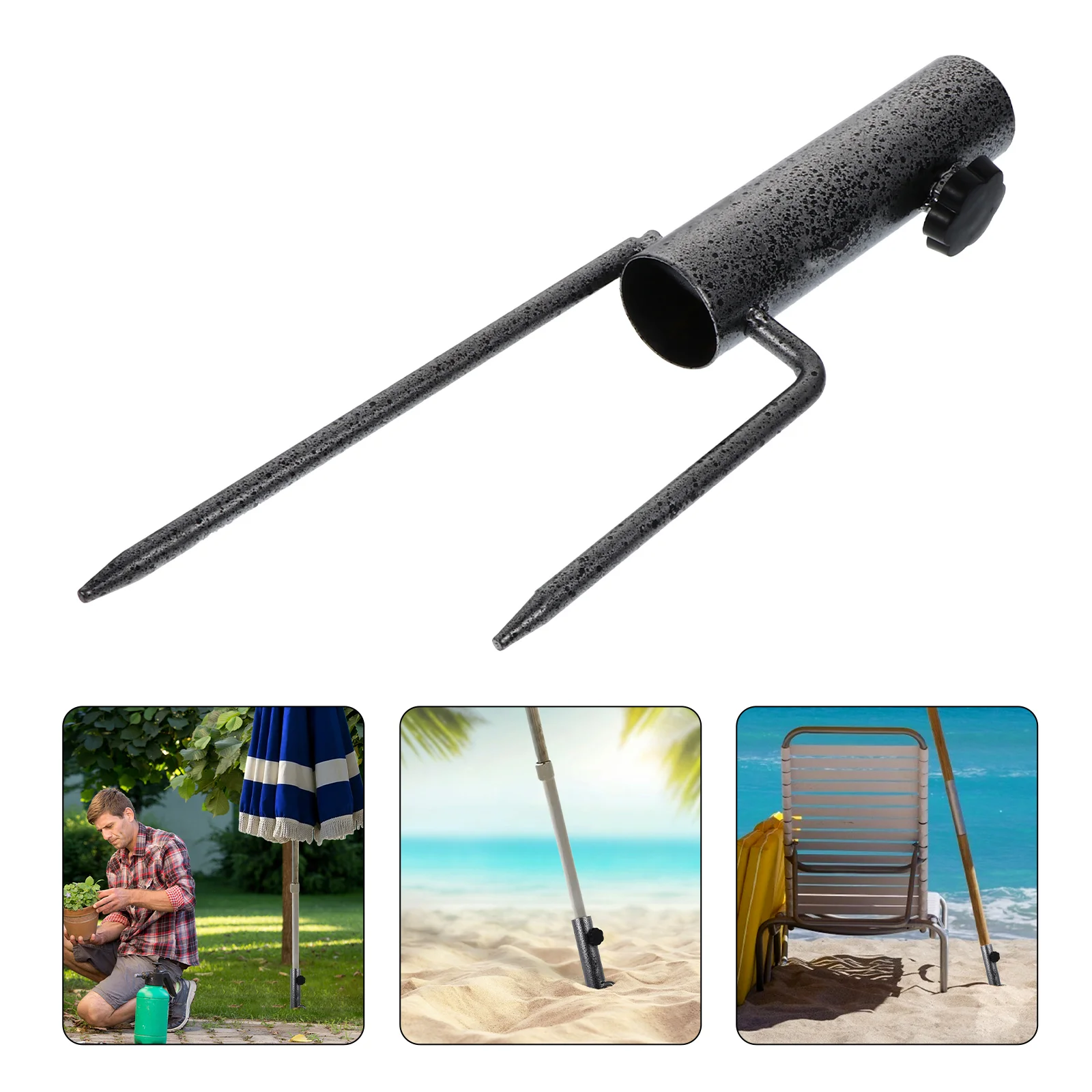 Ground Plug Beach Umbrella Anchor Flag Pole Outdoor Bases Heavy Sand Spike Sun Shade Support Iron Grabber Stake