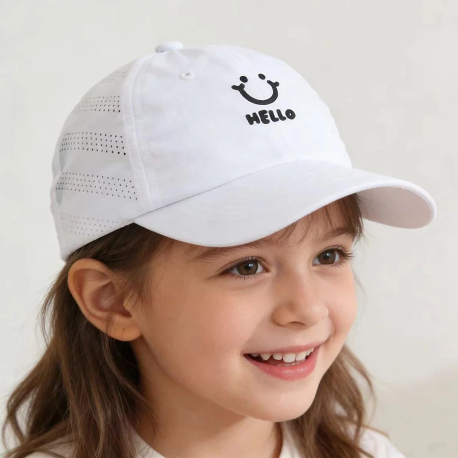 New Summer Baby Baseball Cap Adjustable Cartoon Hello Letter Sun Hats For Kid Boy Girl  Quickly-Dry Snapback Baby Hat Outdoor