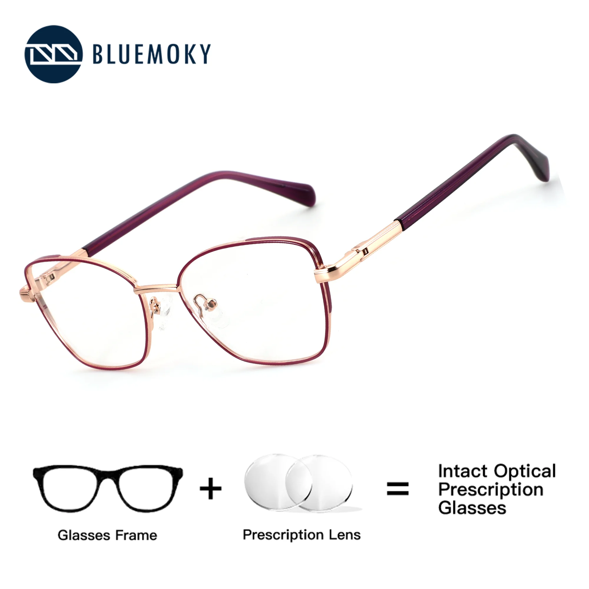 BLUEMOKY (XS Size) Metal Butterfly Prescription Lenses Women Optical Eyeglasses With Recipe Graduated Progressive Myopia Glasses