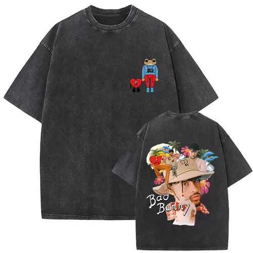 Imagen 2 del producto Camiseta Vintage lavada Bad Bunny DTMF Residencia En El Choli Merch, camiseta Debi Tirar Mas Fotos, camisetas de gran tamaño de Hip Hop para hombre