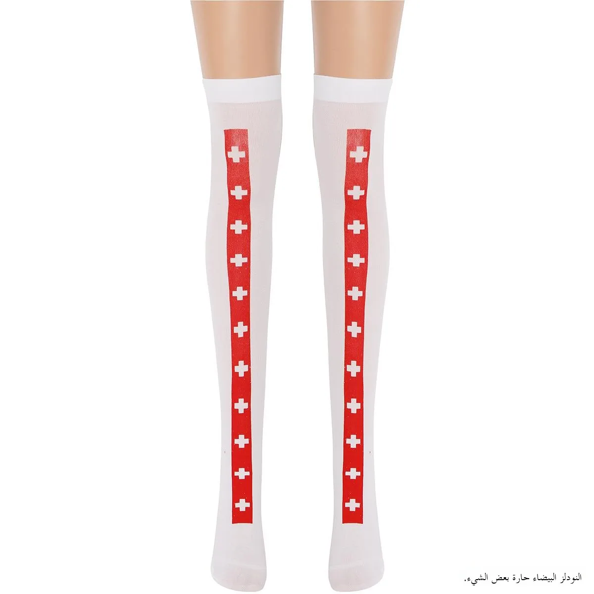 

Длинные носки для взрослых на Хэллоуин: красные с белым крестом, женские, в стиле медсестры, для этнических сценических костюмов