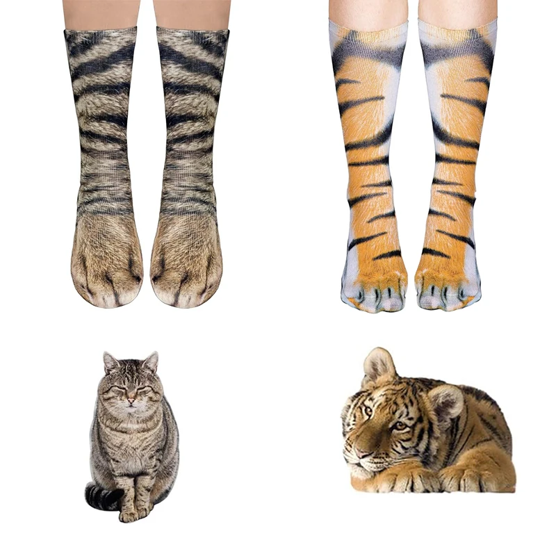 

1 Pair Novelty Animal Paw Print Socks for Parent Child-Cute Interesting Animal Design with Paw Prints Elastic, Perfect Gift