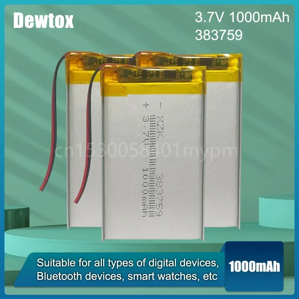 383759   Литий-полимерная аккумуляторная батарея 3,7 В, 1000 мАч для DVD, КПК, игрушечного планшета, ручка для записи, внешний аккумулятор, Bluetooth-гарнитура, литий-полимерный элемент