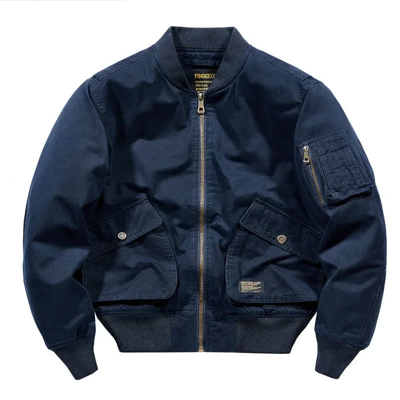 Men New Autumn Air Force Pilot Jacket Heavy Duty Embroidery Baseball Outfit Jacket Trendy Workwear Casual Loose Fit Coats