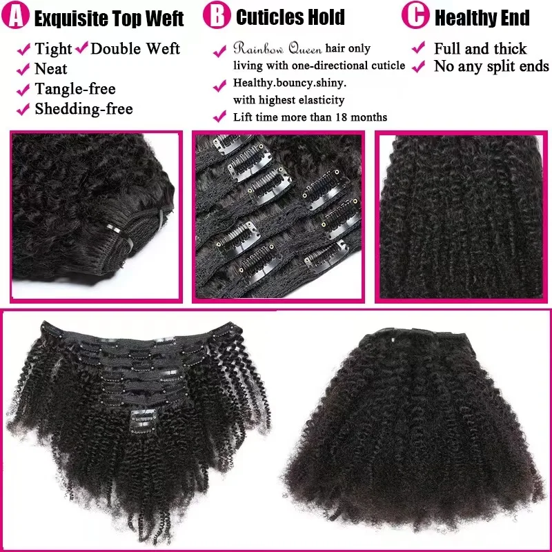 Ulrica Kinky Curly Clip Ins Natural Extension Hair Clip For Full Head Human Natural Hair Clips For Women Brazilian Remy Hair