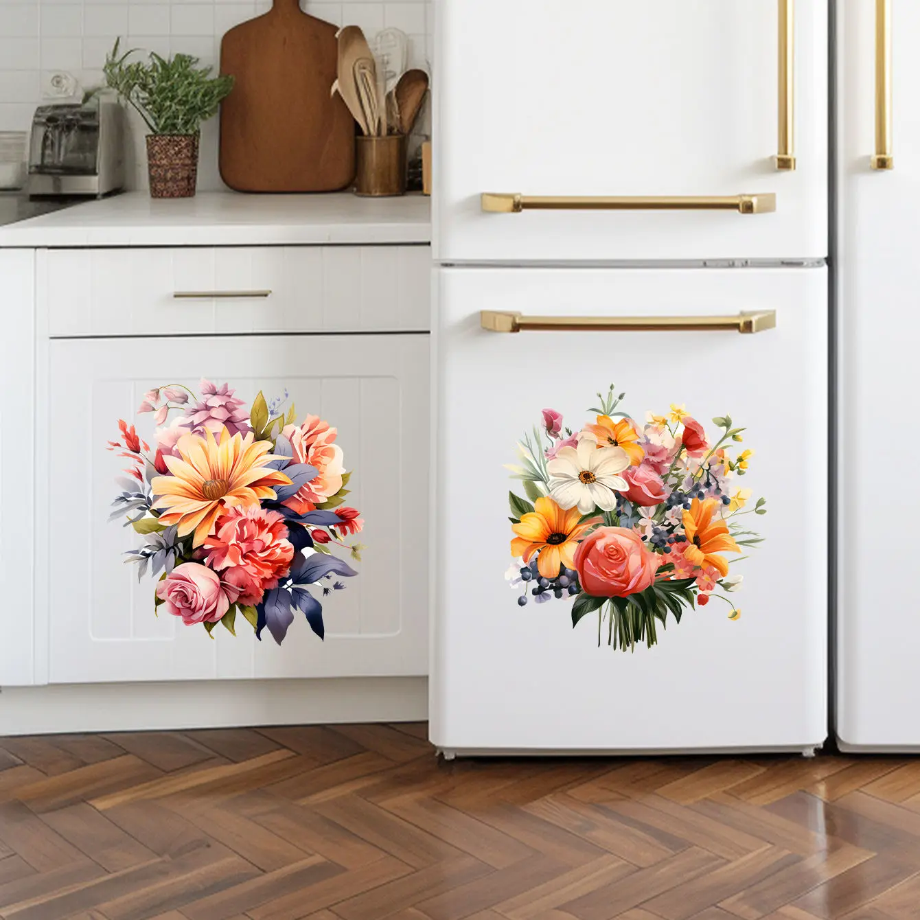 M222 Funny Elegant Palace Style Flower Bundle  Room Art Wall Decal Waterproof Toilet Decal