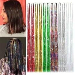 Kit Tinsel per capelli con strumenti 12 pezzi 2400 fili Glitter Tinsel estensioni dei capelli riflessi resistenti al calore capelli fata scintillante per