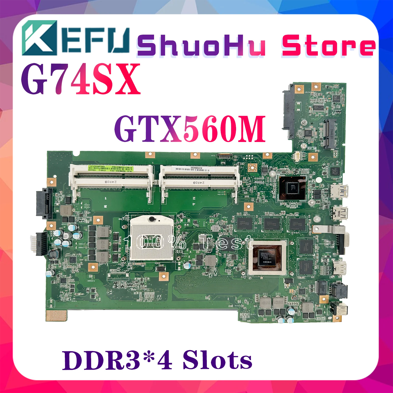 Placa base KEFU G74SX para portátil ASUS G74S REV2.0, tarjeta madre con GTX560M 2GB, compatible con conector 2D, 4 ranuras de memoria, 100% probada.