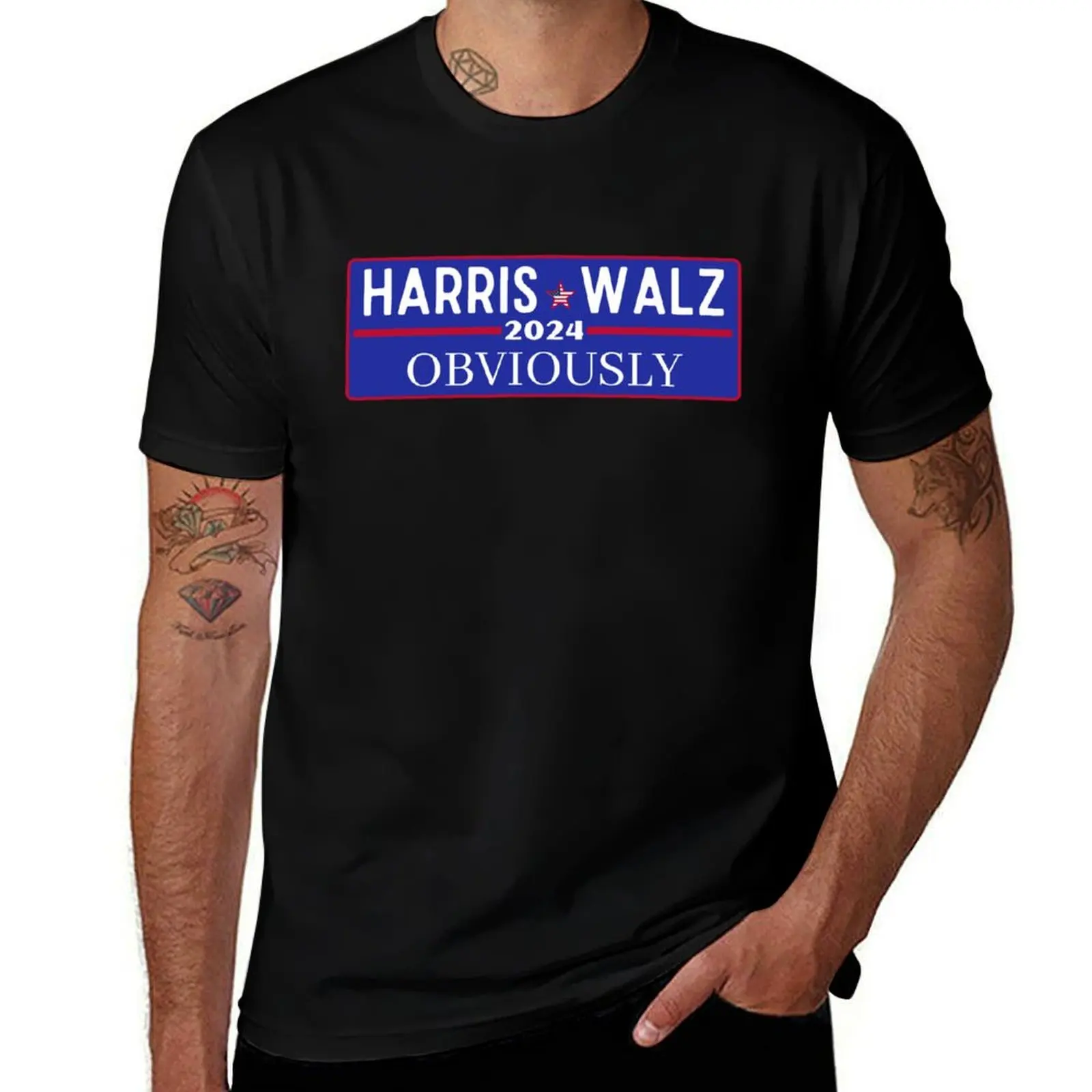 Harris walz 2024 obviously, kamala harris funny T-Shirt Daily Casual Short Sleeve Tee Shirt