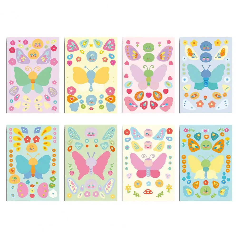สติกเกอร์รูปผีเสื้อน่ารัก8ชิ้นสติกเกอร์รูปผีเสื้อแบบ DIY มีกาวในตัวสำหรับเคสมือถือแล็ปท็อปสมุดติดรูปเหนียวแข็งแรง