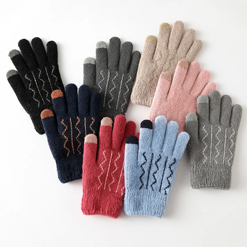 Paar warme Winter-Touchscreen-Handschuhe für Damen und Herren, klassische Strickhandschuhe, Handschuh, Outdoor, Radfahren, kältebeständig, winddicht