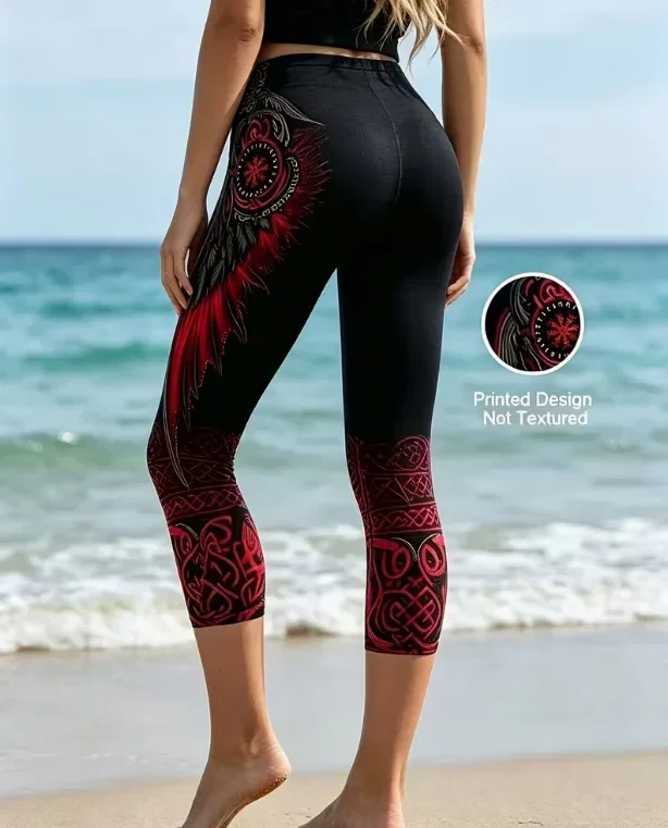 Women Retro Comic Graffiti Letter Print High Waisted Leggings Slimming Skin-Friendly Breathable Soft Flattering Gym  Comfy