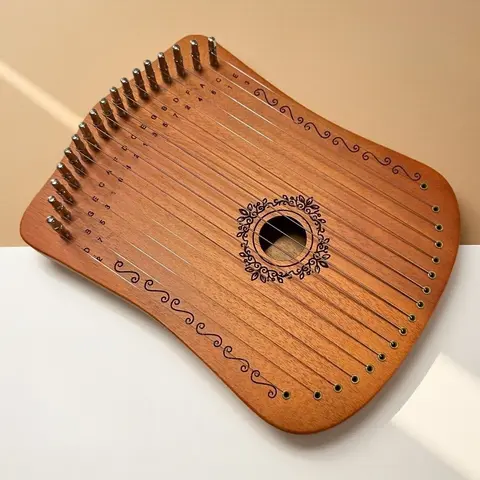 Miniature Lira 17 String Harp Wooden Arpa Lira for Beginners Portable Funny Mini Harpa Traditional Instrument with Tuning Wrench