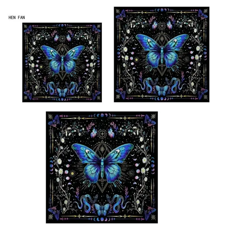 Tarots Tablecloth Butterfly Flower Astrologys Altars Cloth Divinations Cards Table Cloth Tapestry Witchcrafts Supplies M89D