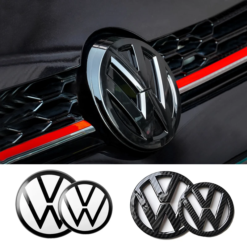 2Pcs Car Front Radiator Grille Emblem Covers Sticker For VW GTI Polo Golf Passat Tiguan Arteon Touareg Taigo Caddy Jetta Beetle