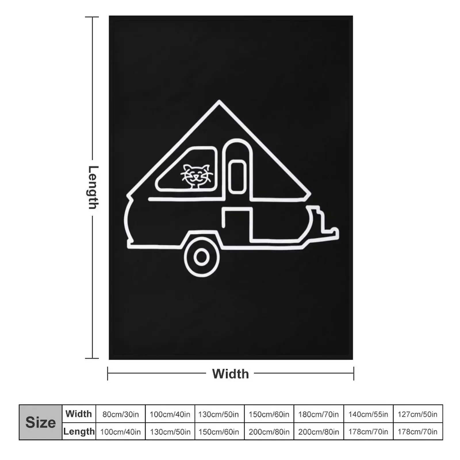 Cat Aliner A-Frame Trailer Happy Camper Cat Throw Blanket warm for winter Winter beds Decorative Sofa Stuffeds Hairys Blankets