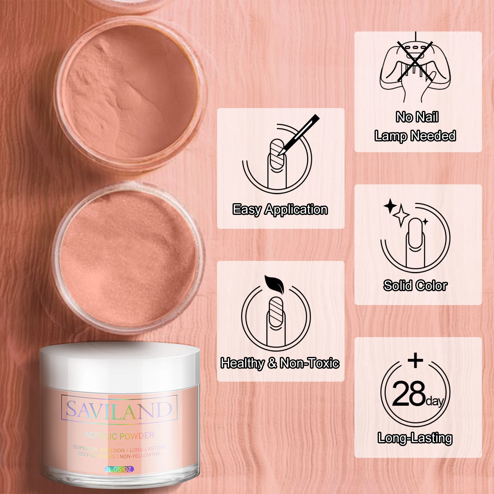 Saviland 1oz المهنية عارية الاكريليك مسحوق الأظافر لا مصباح المطلوبة لتمديد الاكريليك ثلاثية الأبعاد مسمار الفن استخدام صالون المنزل