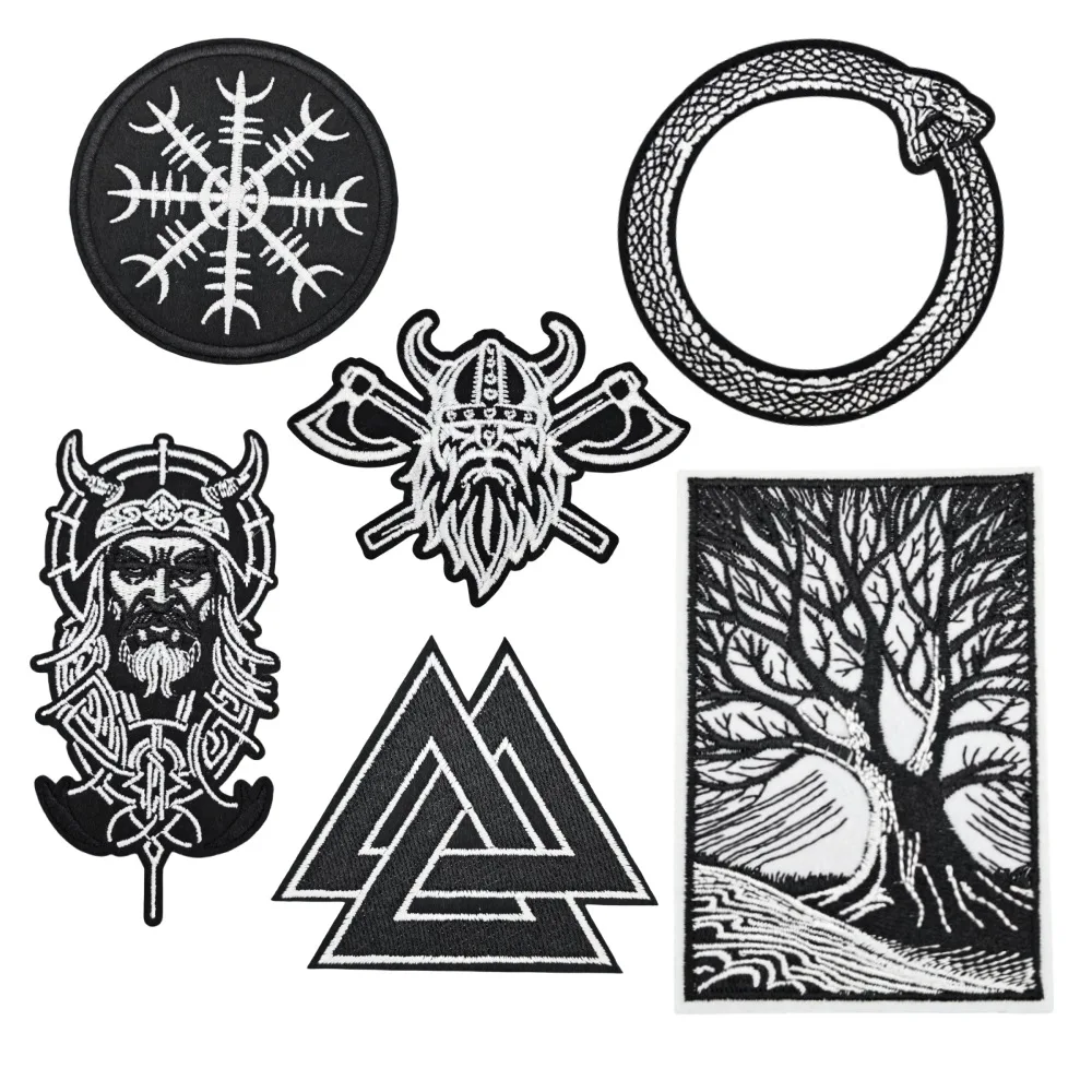 Viking Totem Raven Nordic Style Laser Engraving Iron On Patch Viking Morale Badge IR Luminous Backpack Tactical Stickers