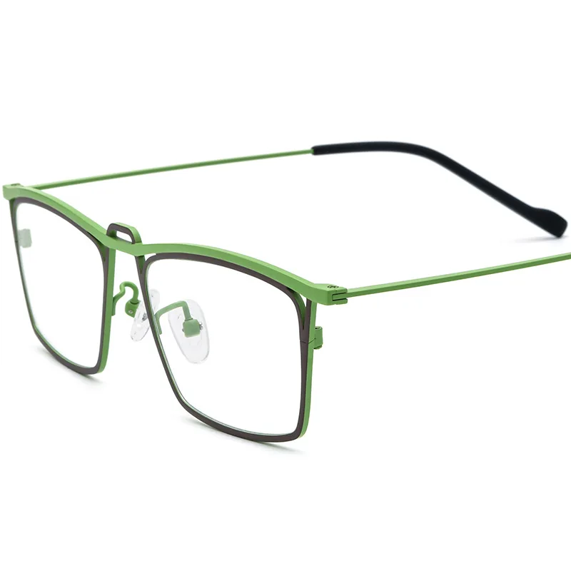 Pure titanium myopia glasses frame same style for men and women retro geek square glasses available in different degrees