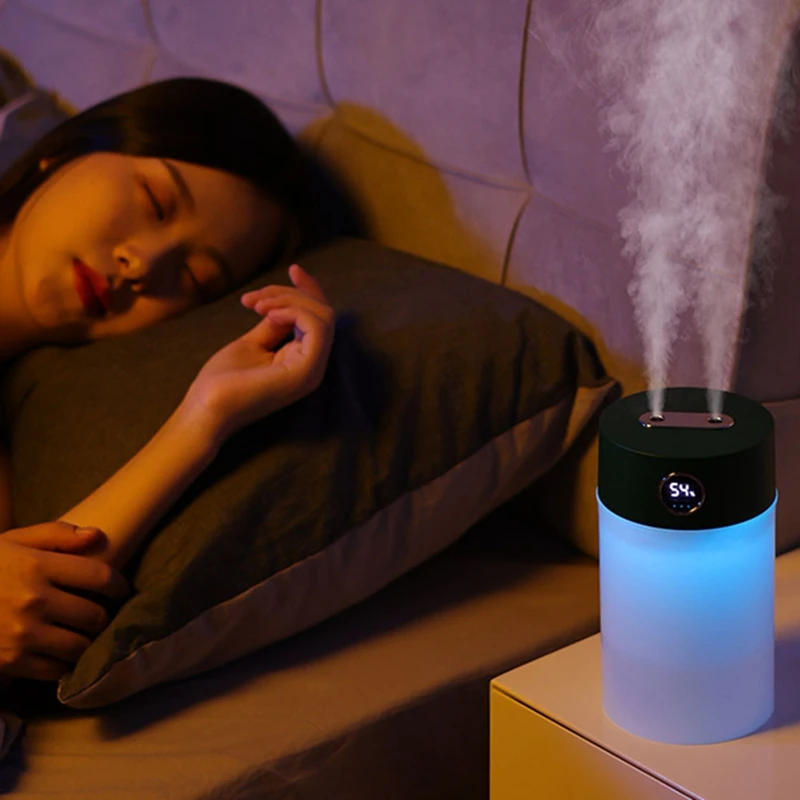 مرطب USB بسعة كبيرة ، ناشر رائحة كتم الصوت ، شاشة رقمية ، بخاخ مزدوج ، منزلي ، 1.2 لتر