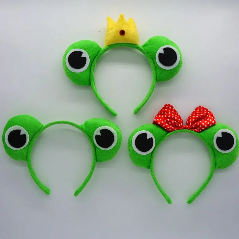 Adult Kids Party Boy Girls Green Frog Prince Headband  Animal  Hair Bands Plush Birthday  Halloween Costume Cosplay