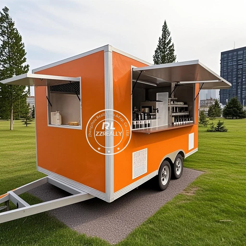 

Customized 10 FT square retro Stainless Steel Food Trailer DOT CE Approved Mobile Snack Truck with Full Kitchen