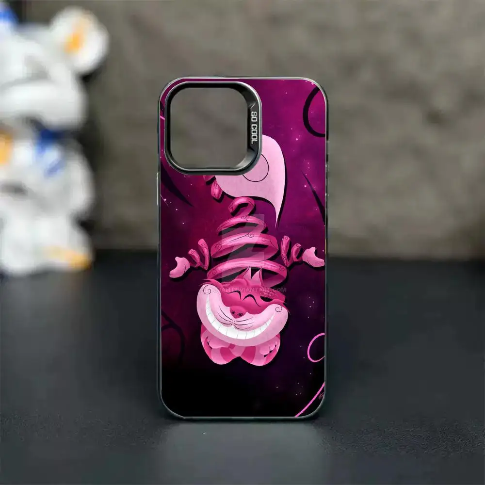 Cheshire Cat Alice wonderland Phone Case For lMDColor Silver Shell For lPhone 18 17 16 e 15 14 13 12 11 Pro Max Plus