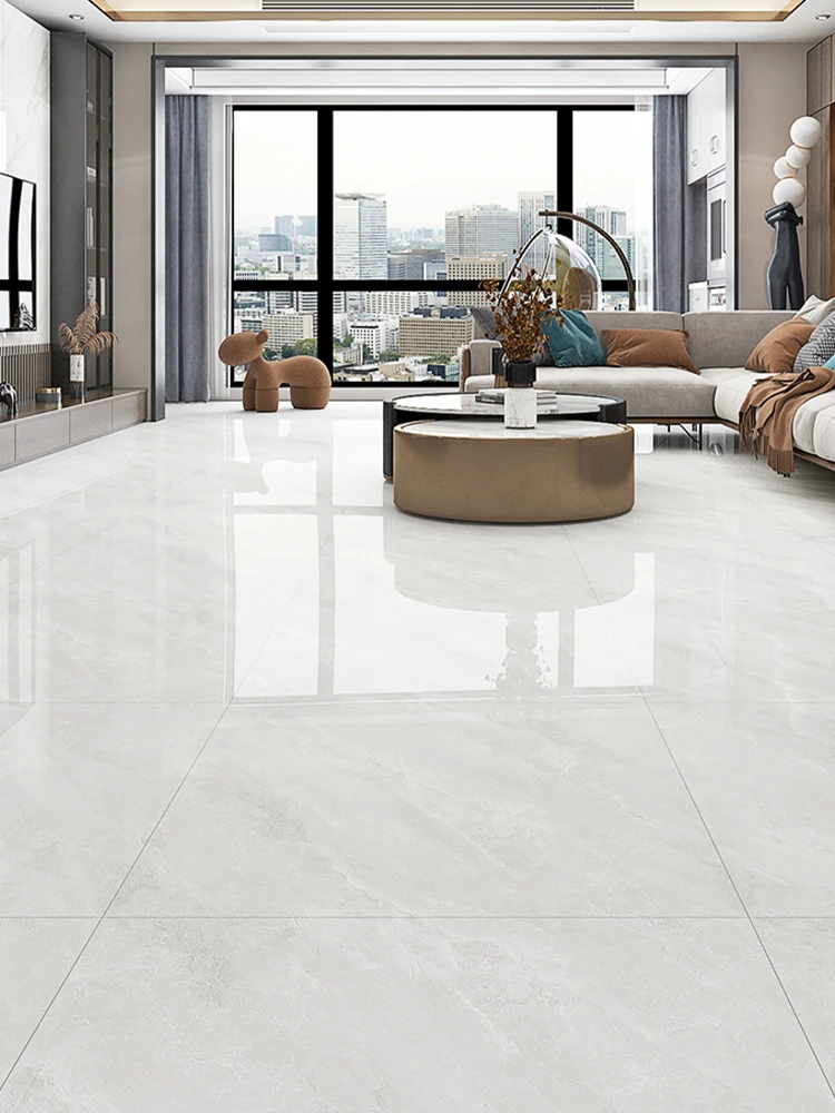 Marble living room floor tile bright gray floor tile tile wear-resistant and non-slip