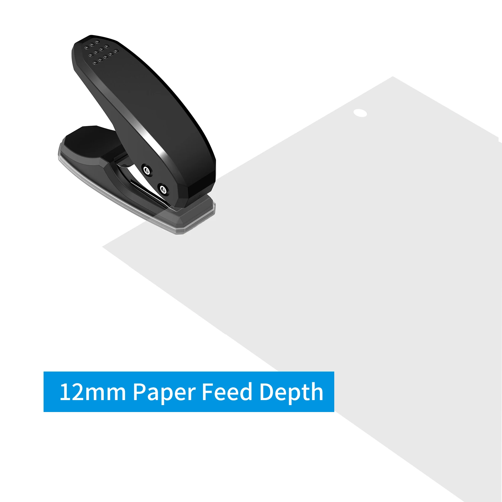 Mini Metal Single Hole Puncher 1-Hole Paper Punch 8 Sheet Capacity 6mm Holes Reduced Effort with Scraps Collector for Chipboard