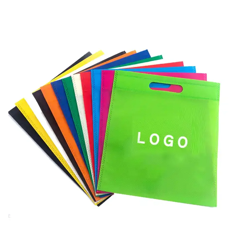 500pcs/Lot Wholesale Eco friendly Custom Logo Non-Woven Die Cut Shopping Bag for Chrismas Gifts Wedding Sweets Packaging