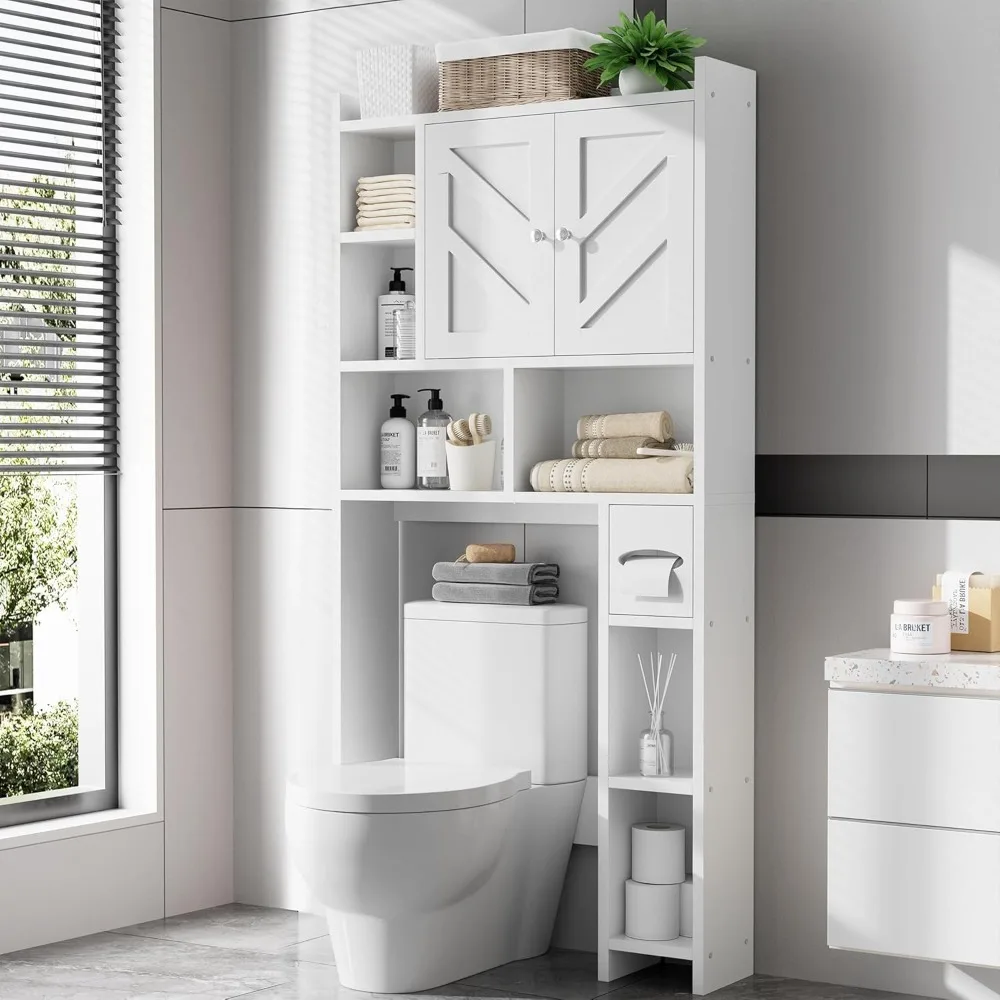 

Over The Toilet Storage Cabinet, Freestanding Farmhouse Storage Cabinet Over Toilet, Bathroom Storage Organizer Cabinet with To