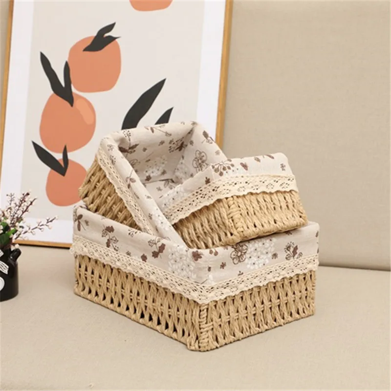 

Creative Remote Control Woven Basket Hair Accories Storage Box Handmade Fabric Art Miscellaneous Items Organizer Basket