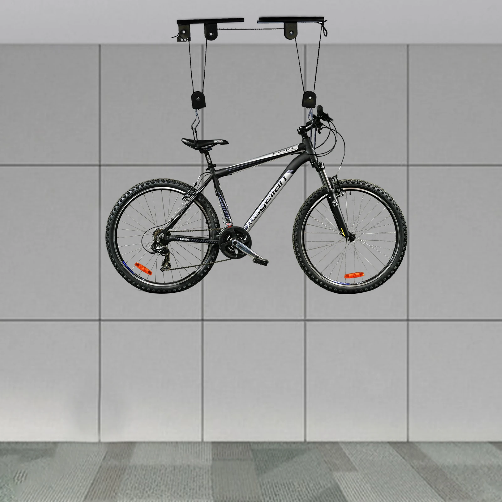 

Bike Hoist for Garage Ceiling Mount Pulley System Bike Storage, Set Of Bike Hangers for Garage Storage