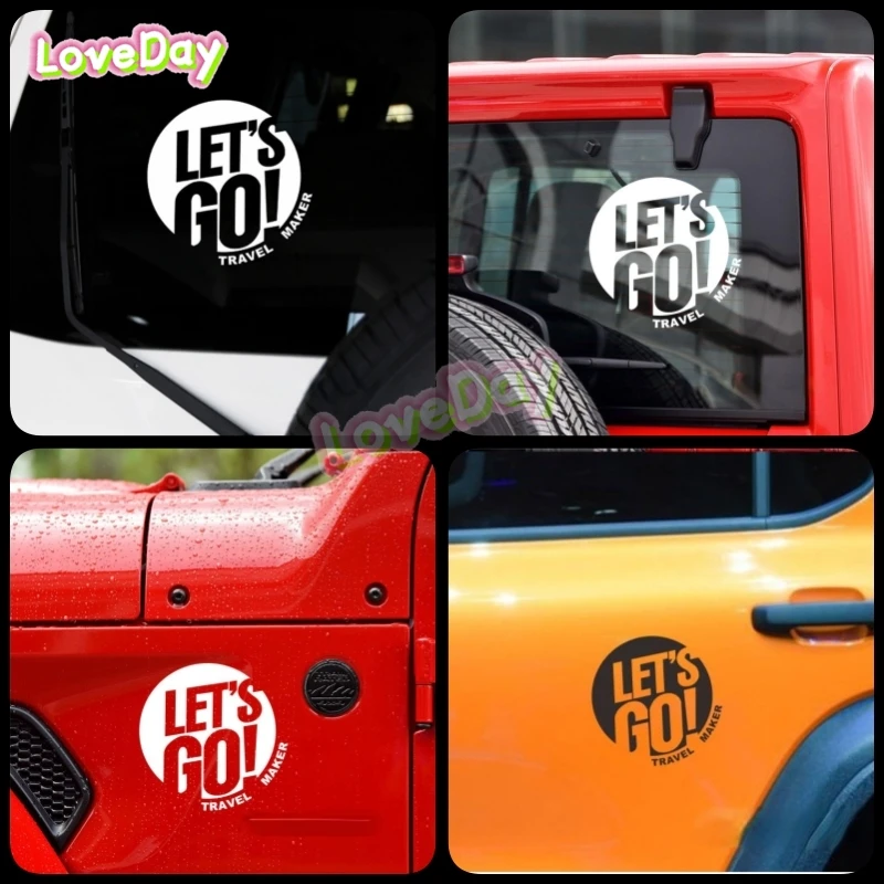 LET'S GO TRAVEL MAKER Outdoor Off-road Self Driving Car Stickers with Personalized and Creative Camping Rear Window Stickers