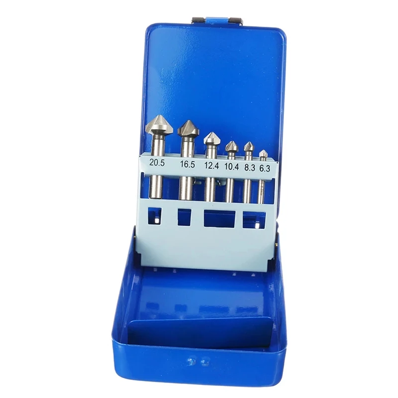 6 Chiếc 6.3-20.5Mm Chamfering Cấp Cối Xay Cắt 3 Sáo Vòng Vỏ 90 Độ HSS Mũi Khoan Deburring Thon Gọn mũi Khoan