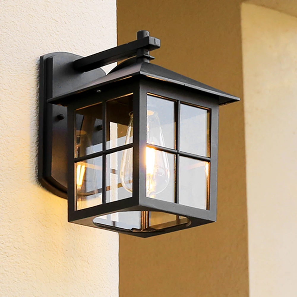 Outdoor Vintage Wall Lamp E27 Bulb Sconce Light Fixtures Retro LED Wall Lamp Porch House Home Yard Garden Lighting Black Bronze