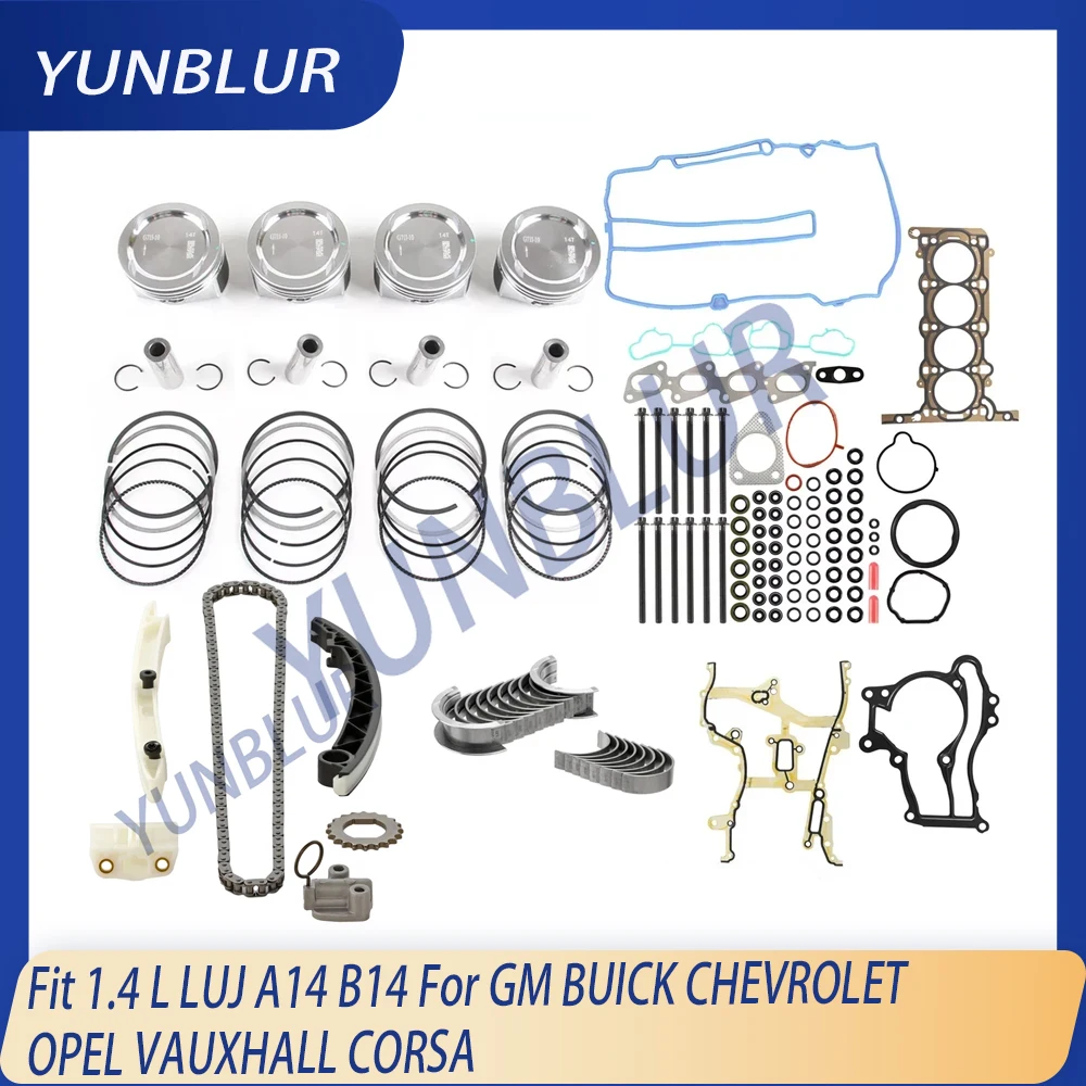 STD Piston Main Con-rod Bearing Gasket Set Timing Chain Kit Fit 1.4 L LUJ A14 B14 For GM BUICK CHEVROLET OPEL VAUXHALL CORSA