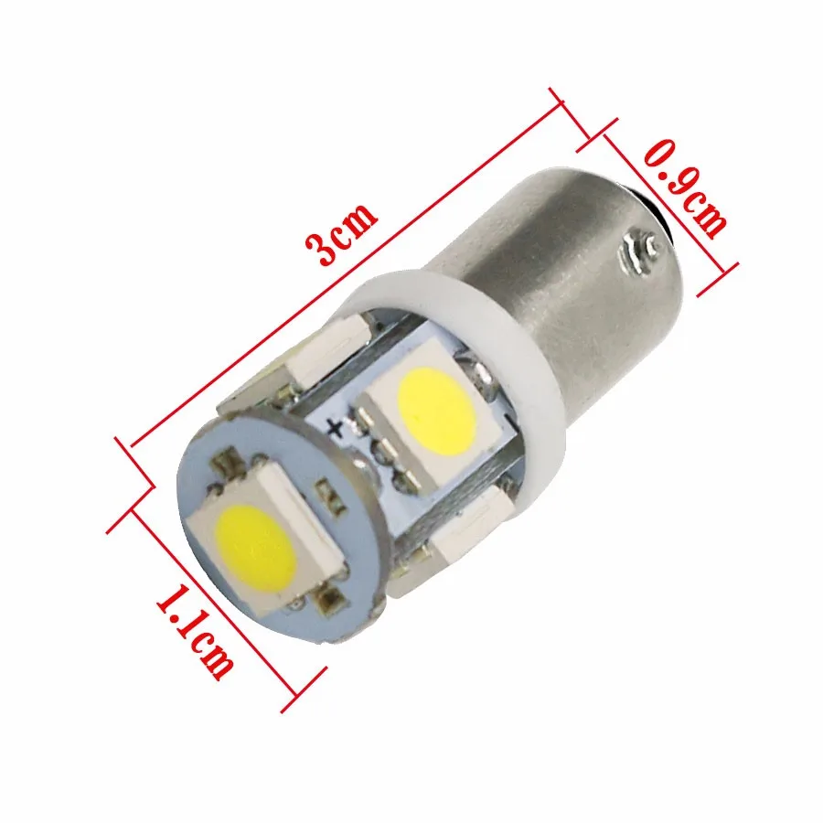100 قطعة T11 DC12v BA9S 5 SMD 5050 LED مصابيح كهربائية 5SMD T4W مؤشرات السيارات ضوء لمبة الداخلية إسفين مصباح #4