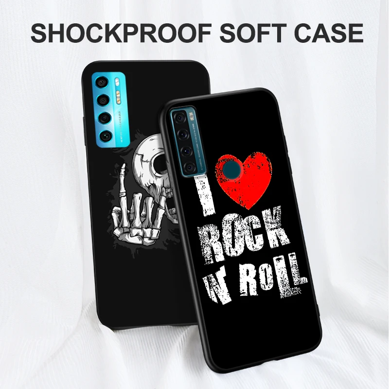 Black Tpu Case For ZTE blade A52 LITE A53 A72 V41 SMART lite plus smart axon 4 lite 4G 5G Rock Roll Skull