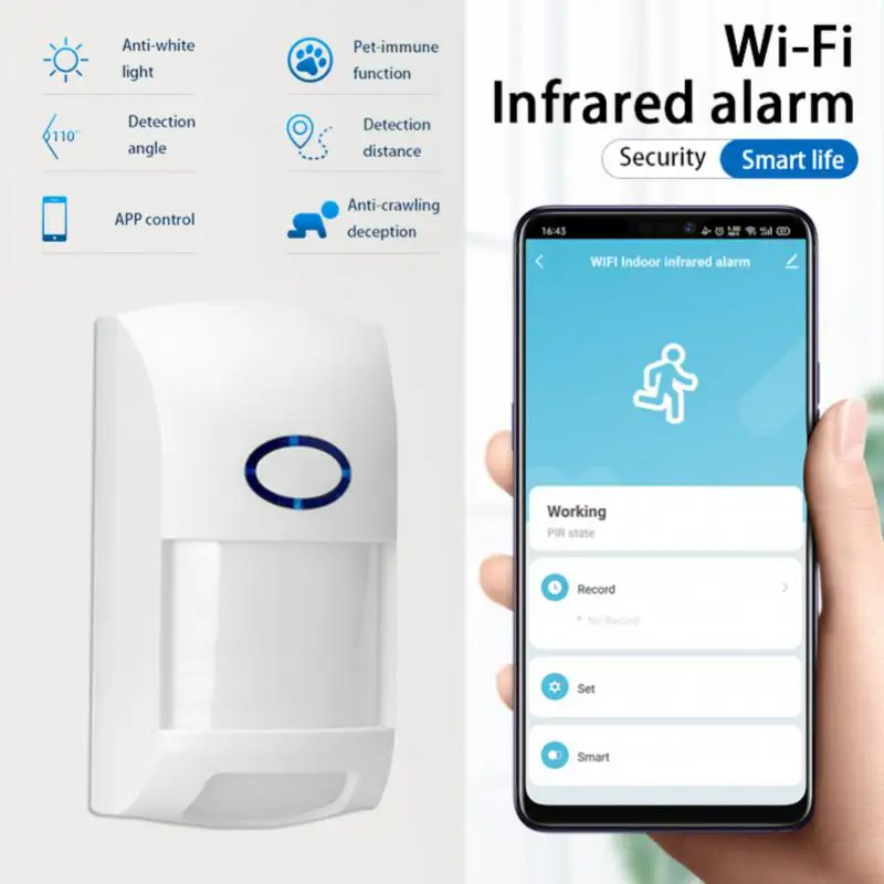 Detektor inframerah WiFi pintar Tuya, Sensor gerakan Alarm PIR nirkabel luar ruangan cocok dengan aplikasi Tuya/Smart Life