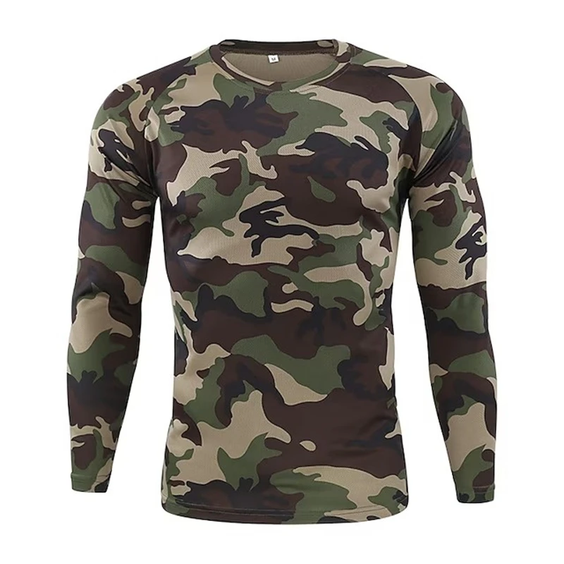Hunting 3d Printed T-shirt Camouflage T Shirt Camo Long Sleeve Spring Autumn Fall Ultra Light Breathable Quick Dry Outdoor Top