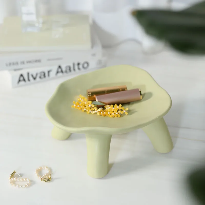 Creamy Ins Style Ceramic Jewelry Plate Key Tray Home Decor Desktop Ornament