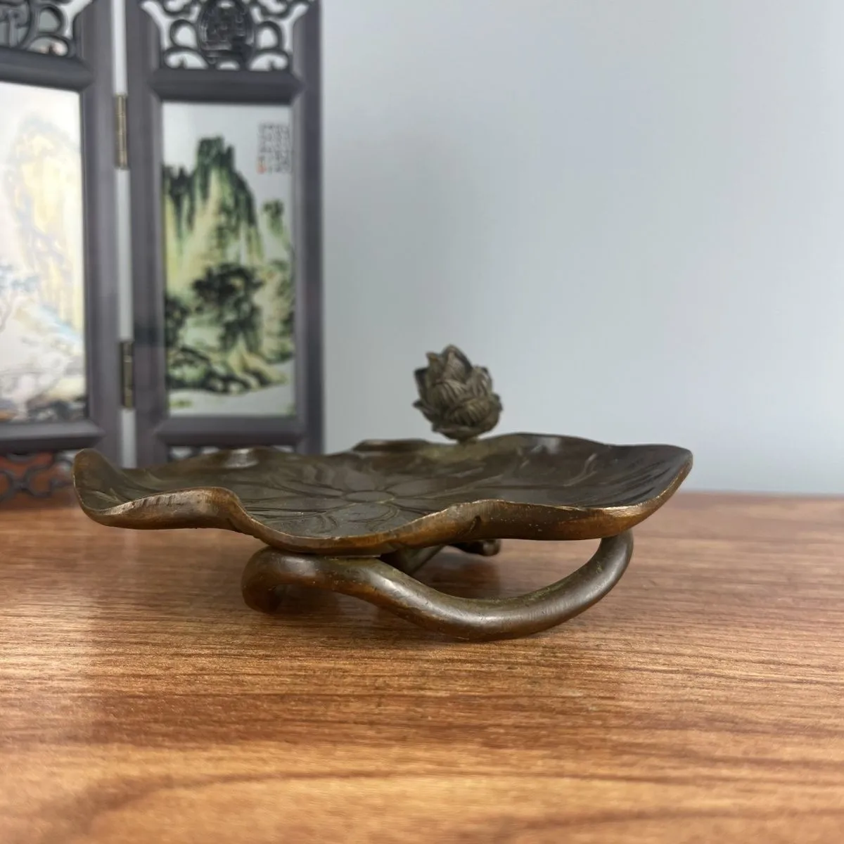 Vintage Brass Lotus Incense Holder Backflow Burner Retro Style Home Desk Decor