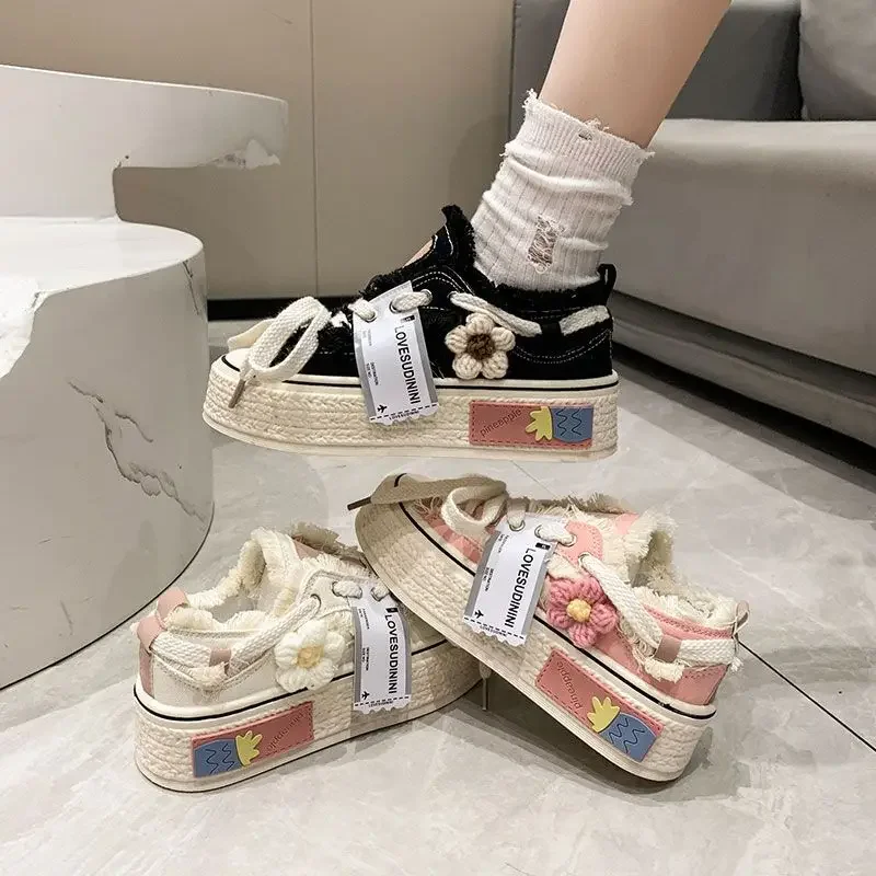 Platform Sneakers Women Pink Sport Shoes Casual Vulcanize Spring Summer Skateboard Footwear Kawaii Tennis Female Flats